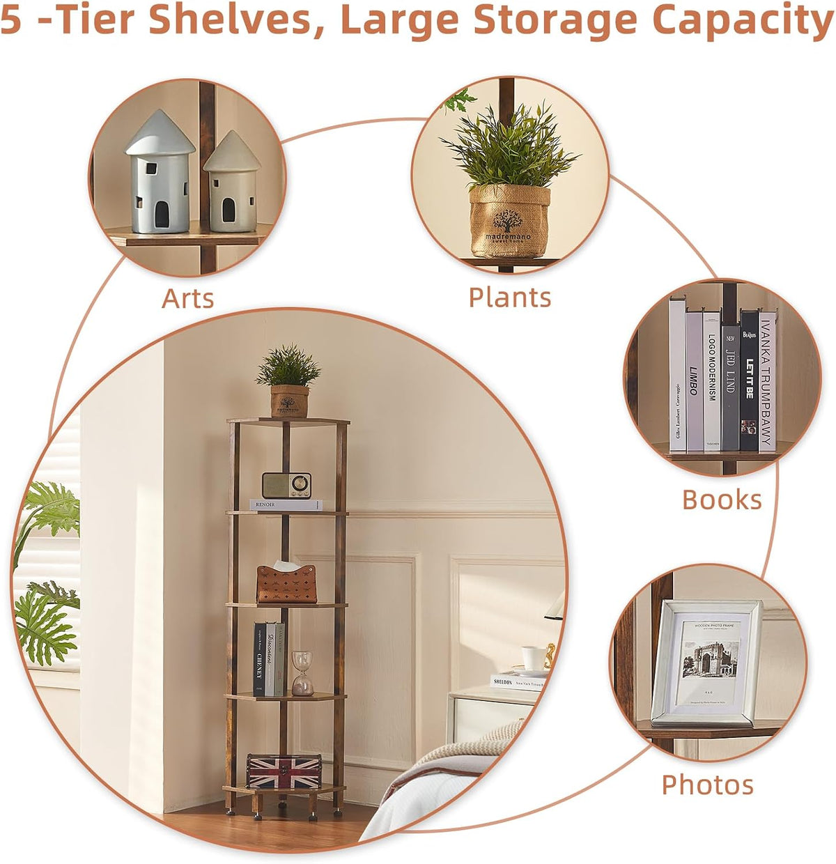 3-Tier Corner Shelf, Brown