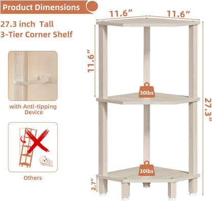 3-Tier Corner Shelf, Brown