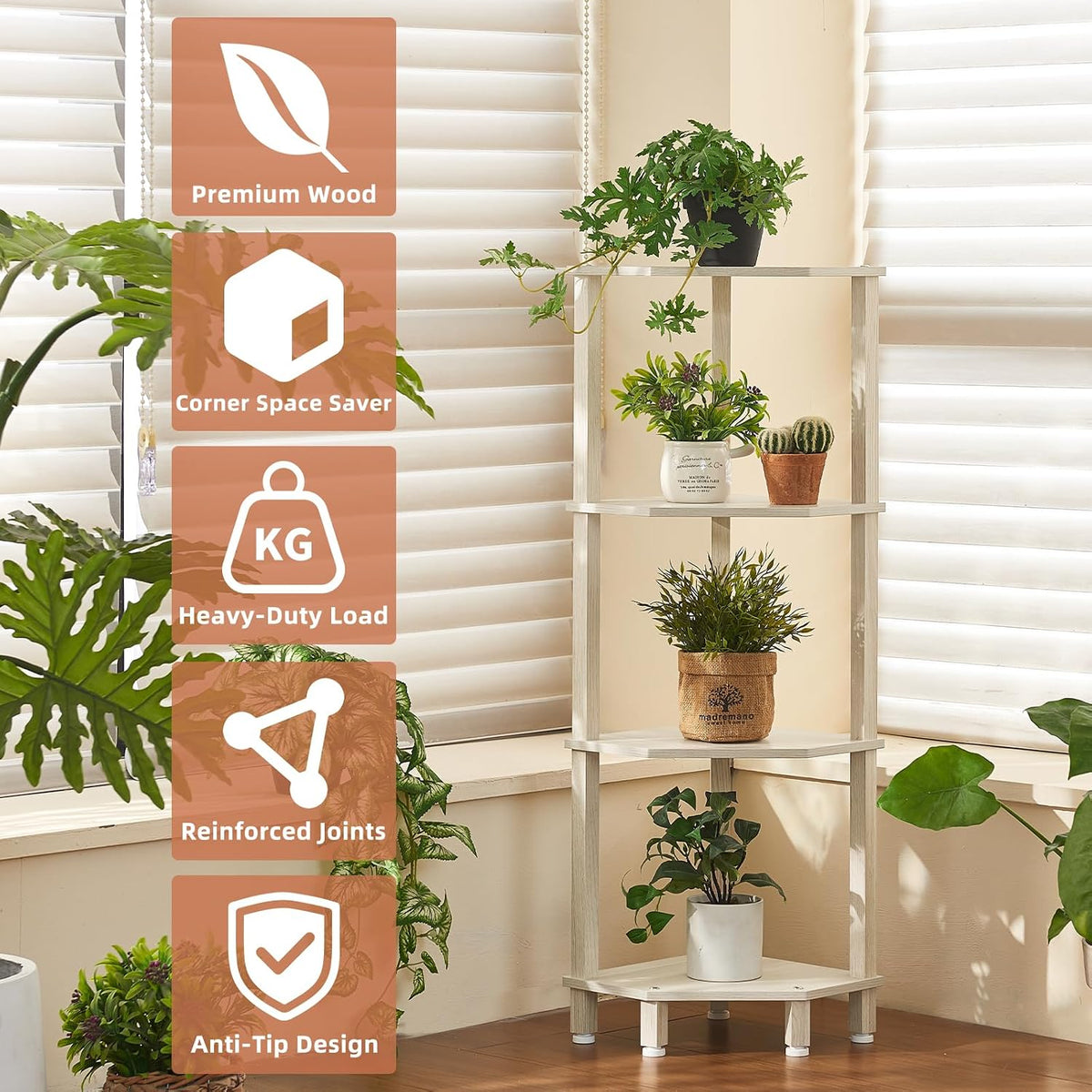 3-Tier Corner Shelf, Brown