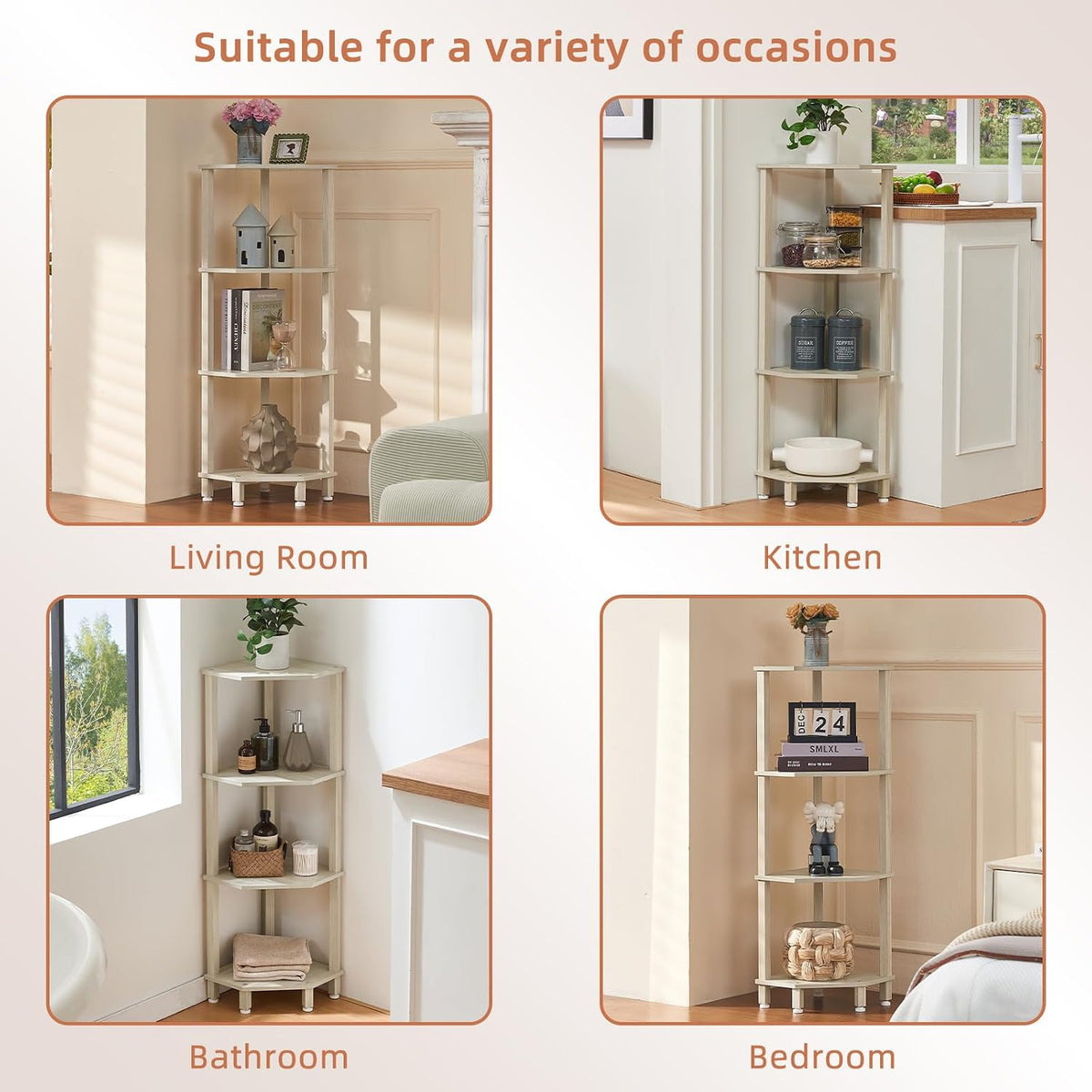 3-Tier Corner Shelf, Brown