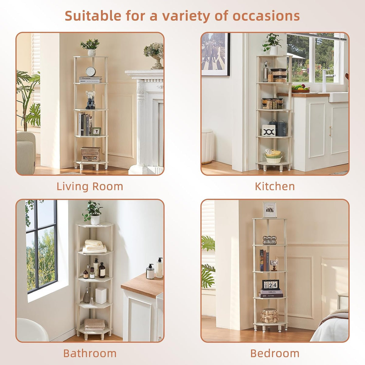 3-Tier Corner Shelf, Brown
