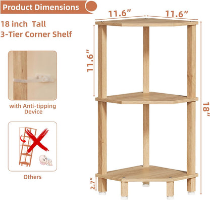 3-Tier Corner Shelf, Brown