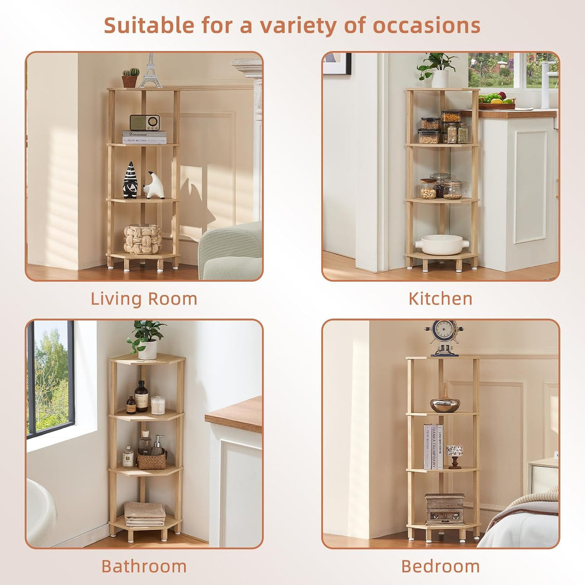 3-Tier Corner Shelf, Brown