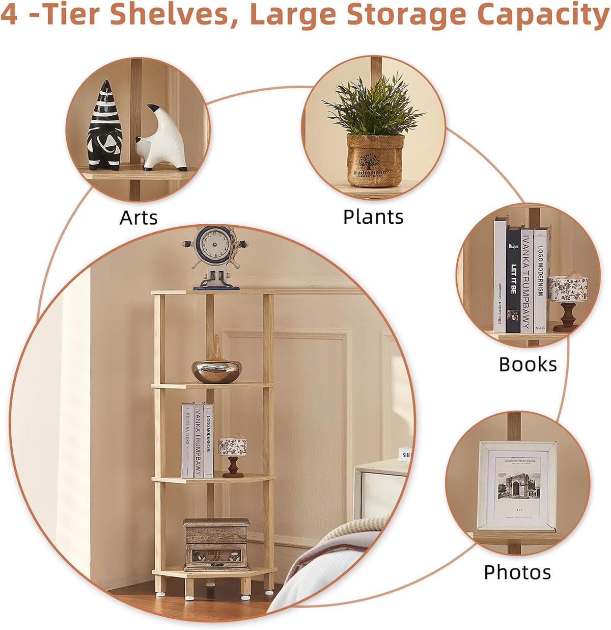 3-Tier Corner Shelf, Brown