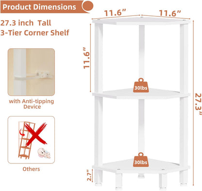 3-Tier Corner Shelf, Brown