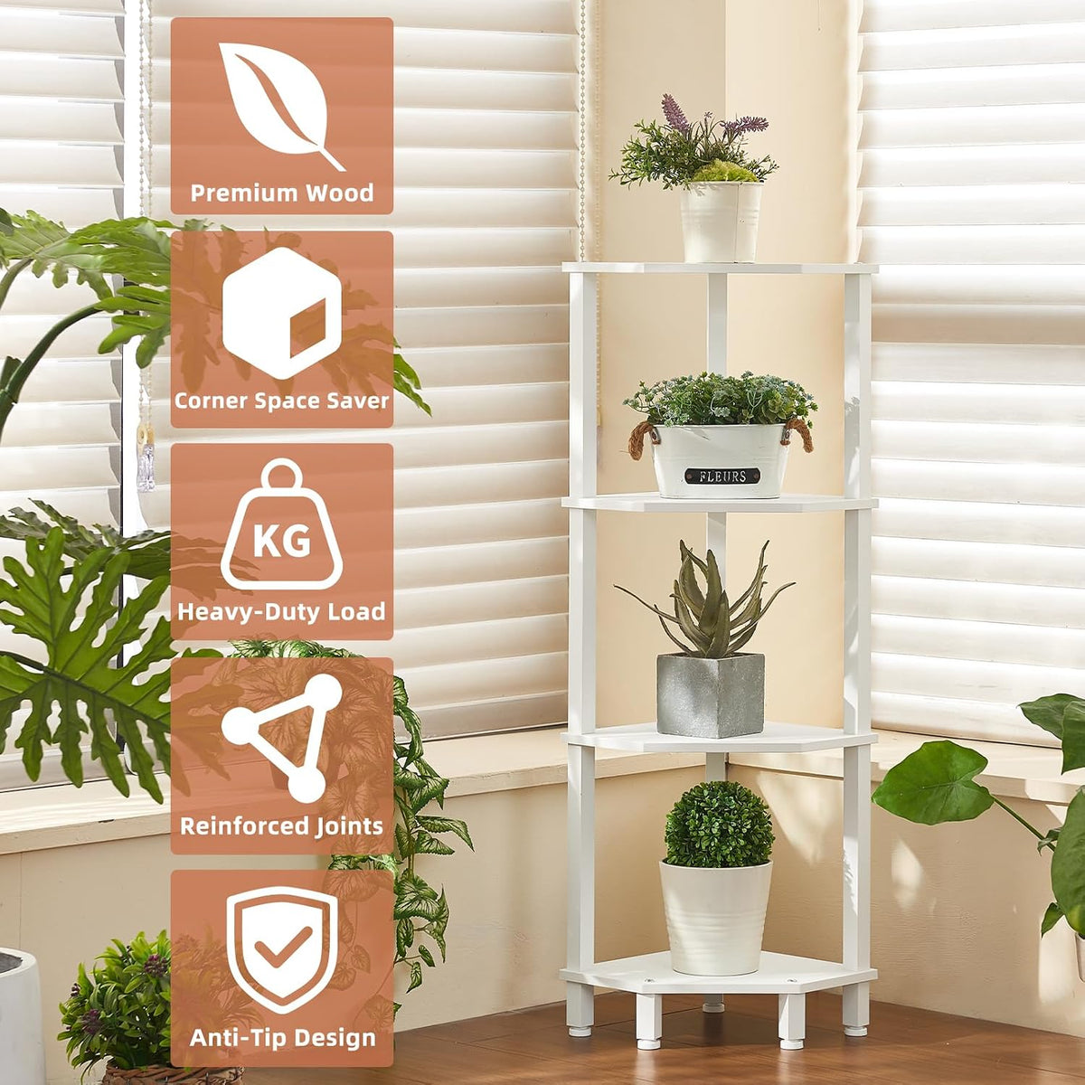 3-Tier Corner Shelf, Brown