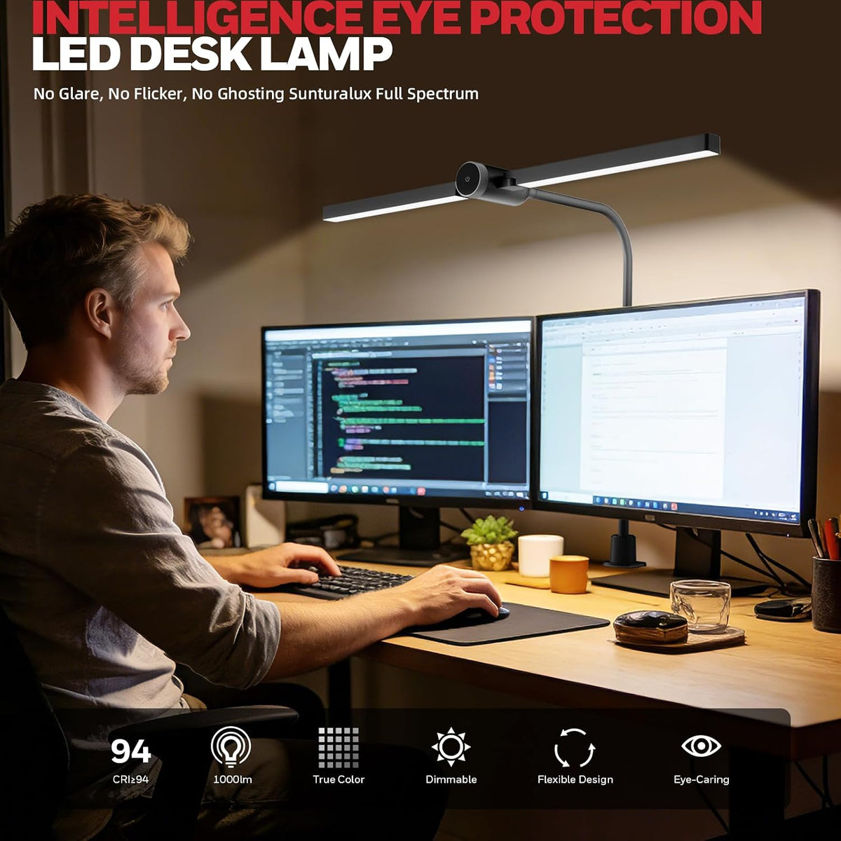 Honeywell HJ4 Desk Lamp with Clamp, Sunturalux™ Desk Lamps for Home Office