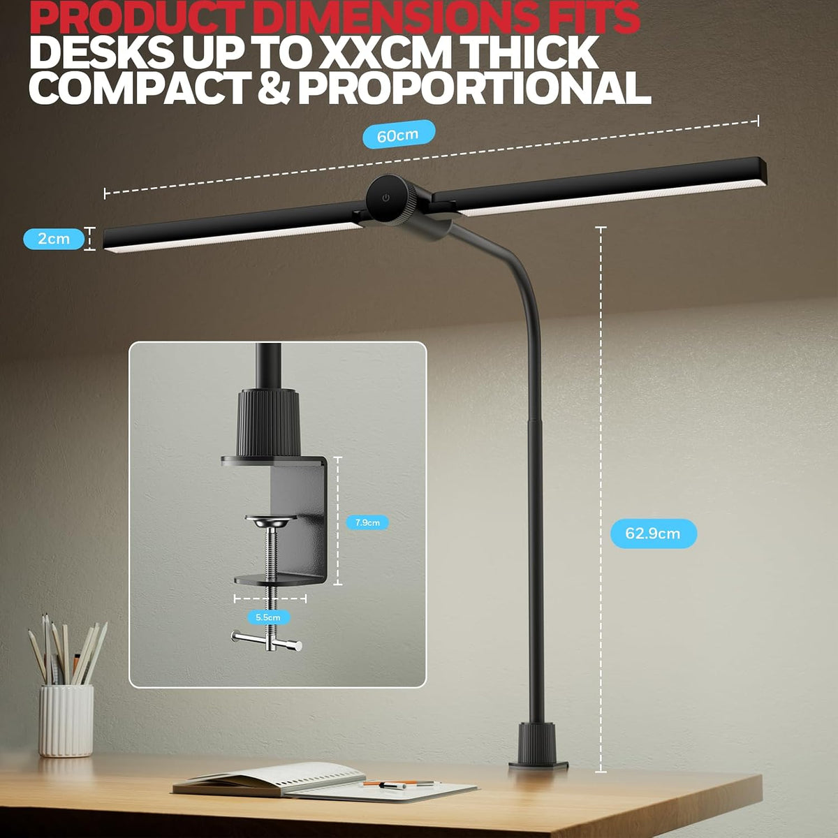 Honeywell HJ4 Desk Lamp with Clamp, Sunturalux™ Desk Lamps for Home Office