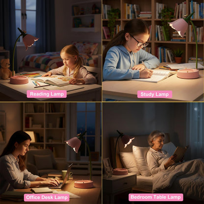 LED Desk Lamp Cordless Table Light Adjustable Gooseneck Dimmable Touch Rechargeable Battery Eye-Caring Night Light for Kids,Mini Cute Lamp for College Dorm Bedroom Reading