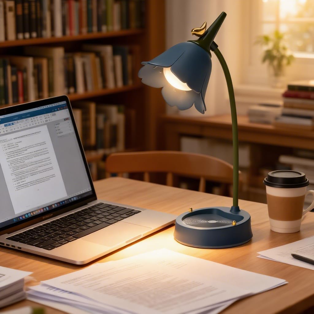 LED Desk Lamp Cordless Table Light Adjustable Gooseneck Dimmable Touch Rechargeable Battery Eye-Caring Night Light for Kids,Mini Cute Lamp for College Dorm Bedroom Reading