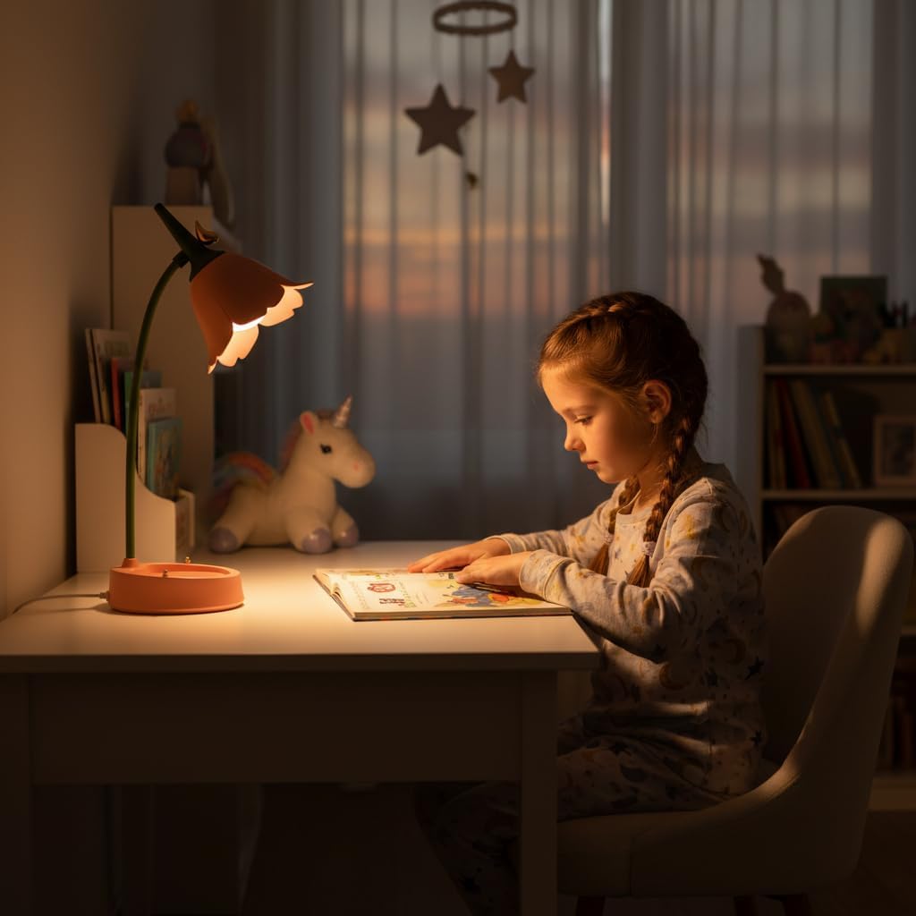 LED Desk Lamp Cordless Table Light Adjustable Gooseneck Dimmable Touch Rechargeable Battery Eye-Caring Night Light for Kids,Mini Cute Lamp for College Dorm Bedroom Reading