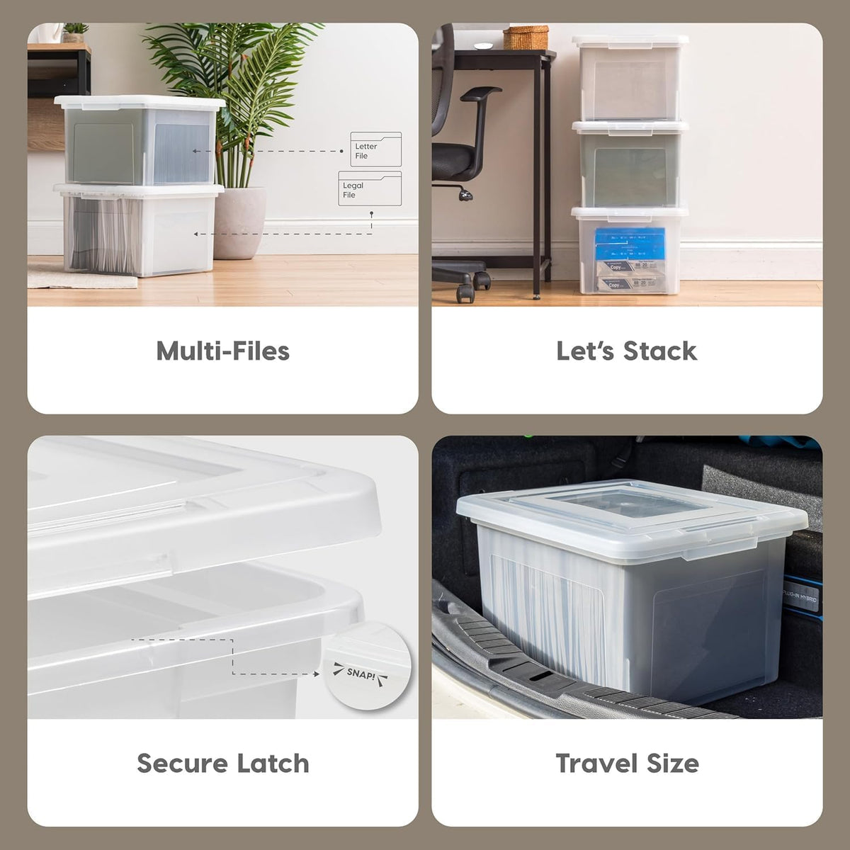 35 Qt. Letter/Legal File Box with Latching Lid, Clear
