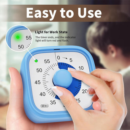 Visual Timer, Pomodoro Timers for Kids Adults, 60-Minute Countdown Desk Timer for Productivity, Silent ADHD Timer for Kids Toddlers, Kitchen for Cooking