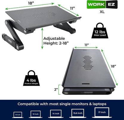XL Adjustable Laptop Stand, Cooling Riser (Black)