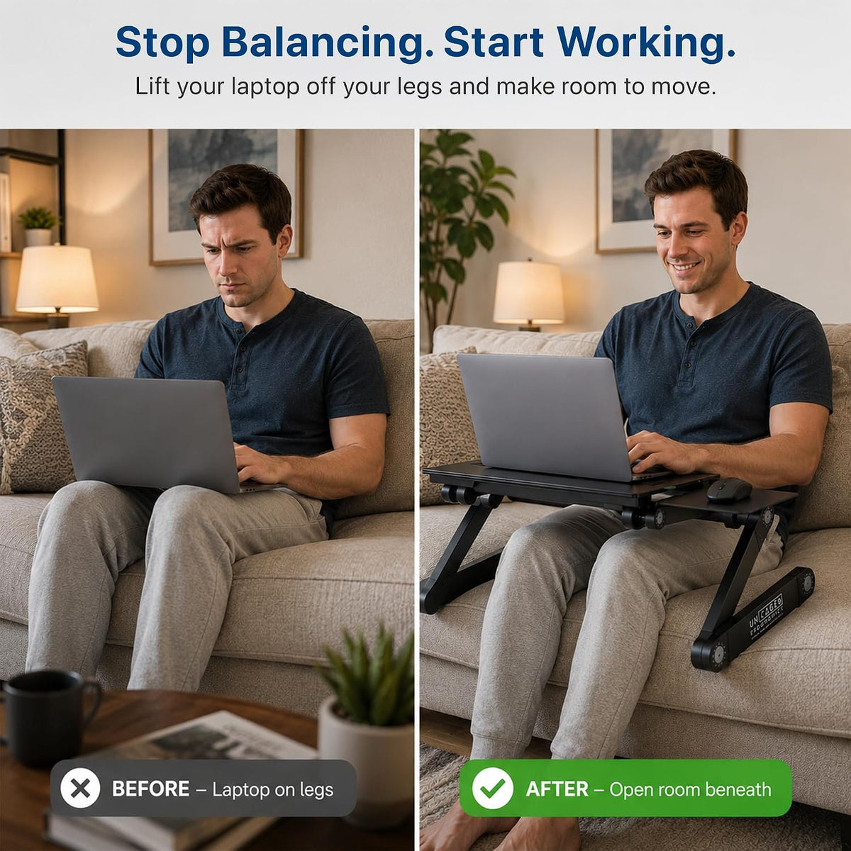 XL Adjustable Laptop Stand, Cooling Riser (Black)