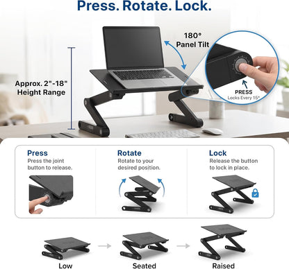 XL Adjustable Laptop Stand, Cooling Riser (Black)