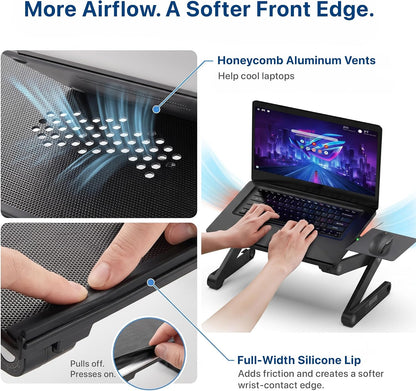 XL Adjustable Laptop Stand, Cooling Riser (Black)