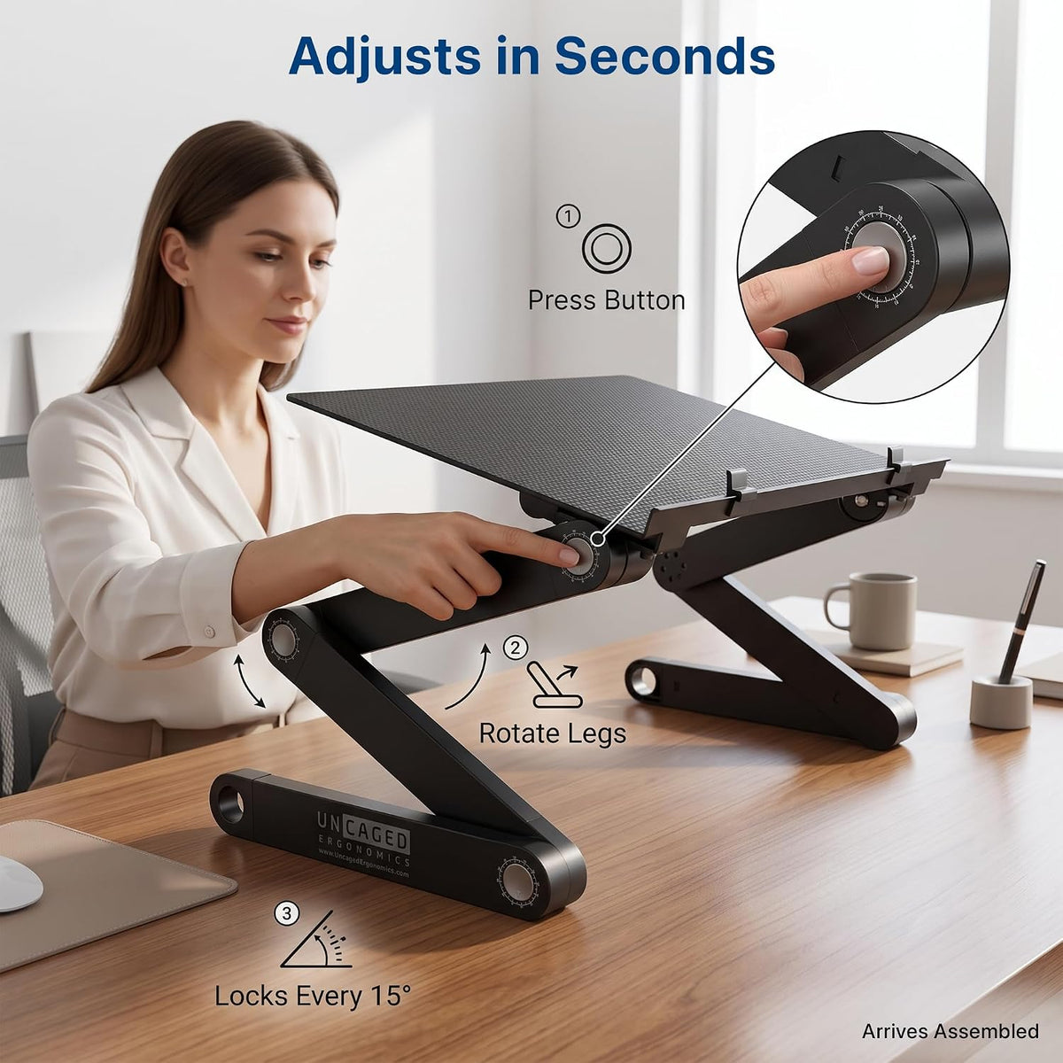 XL Adjustable Laptop Stand, Cooling Riser (Black)