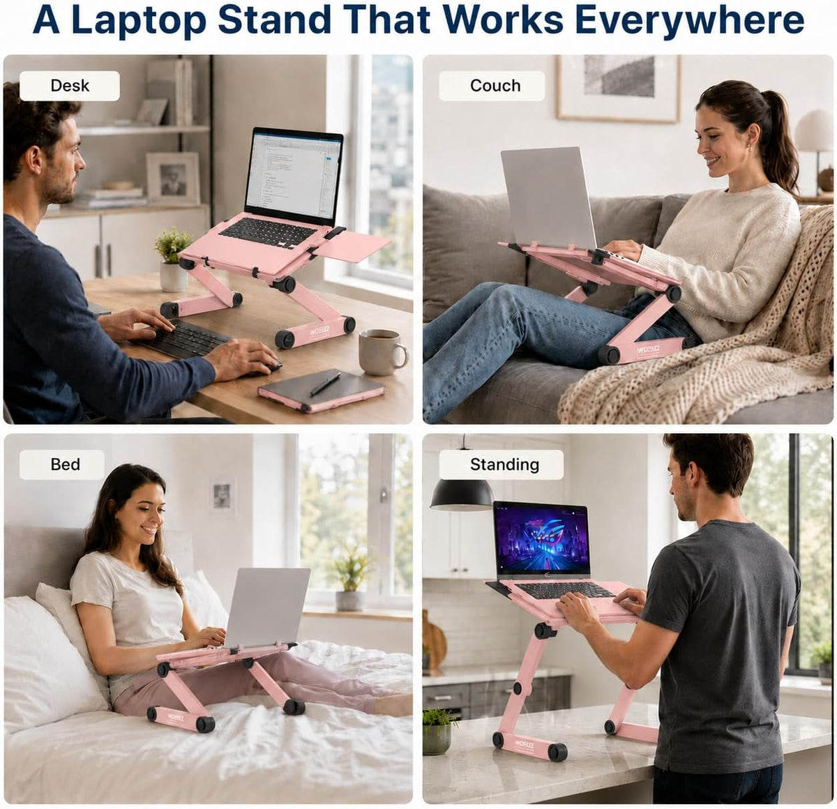 XL Adjustable Laptop Stand, Cooling Riser (Black)