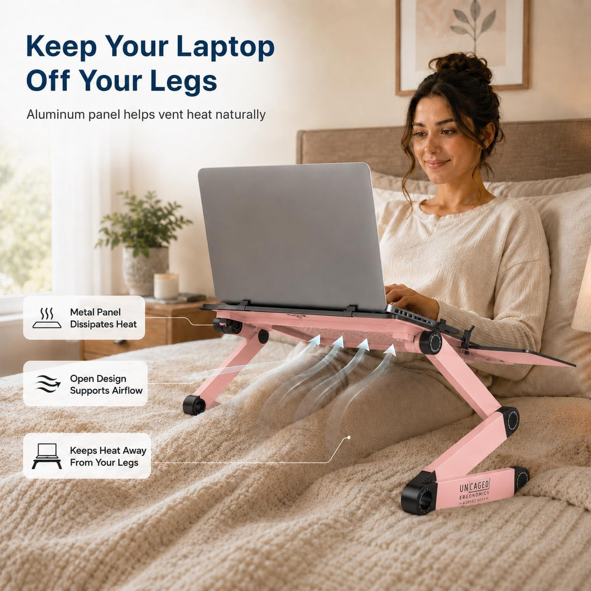 XL Adjustable Laptop Stand, Cooling Riser (Black)
