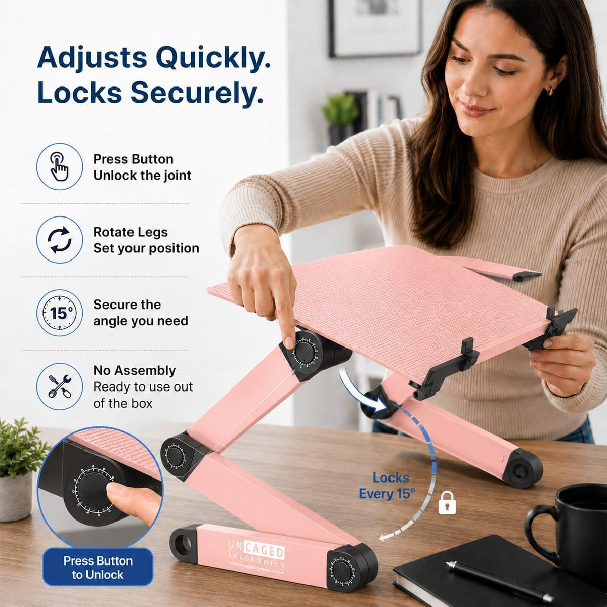 XL Adjustable Laptop Stand, Cooling Riser (Black)
