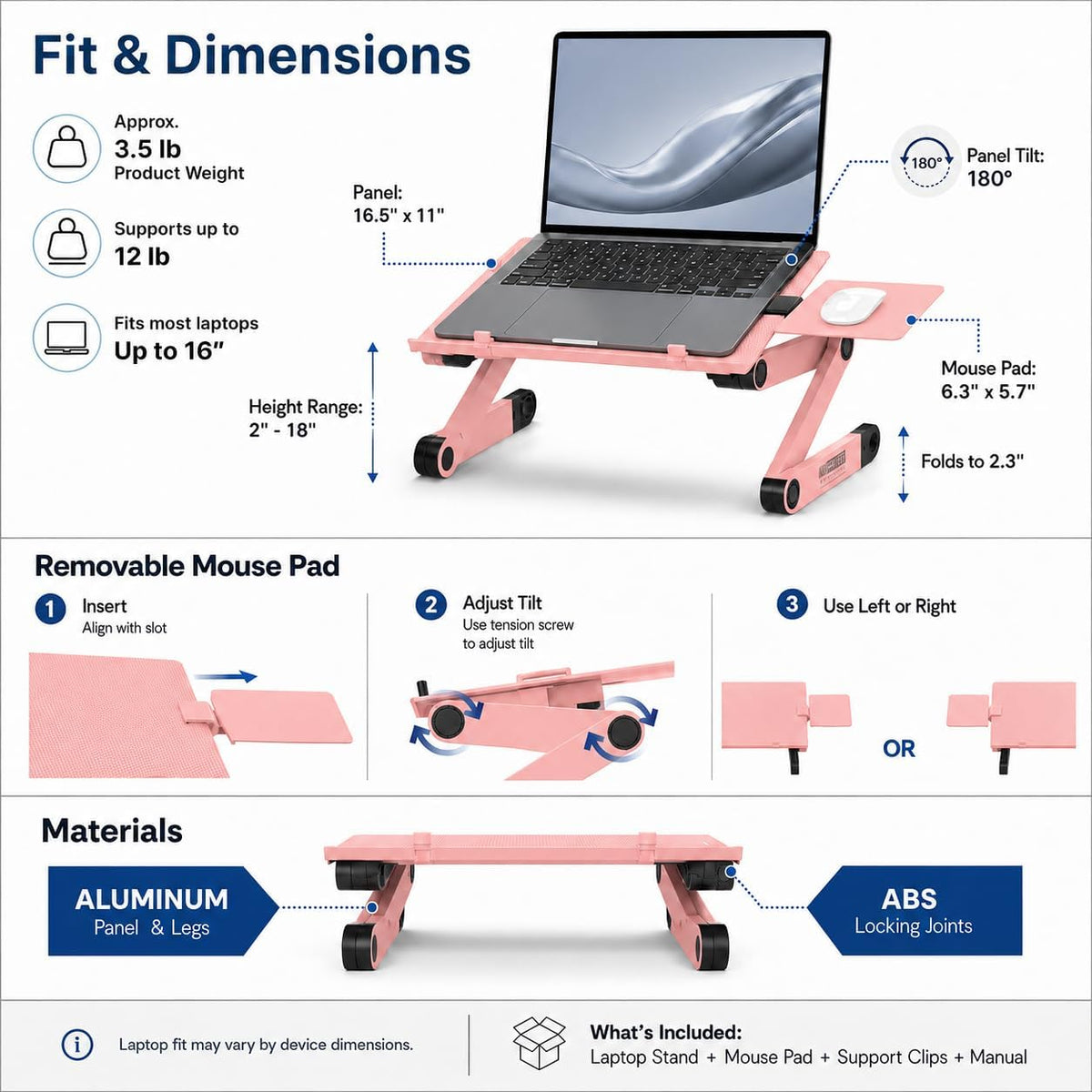XL Adjustable Laptop Stand, Cooling Riser (Black)
