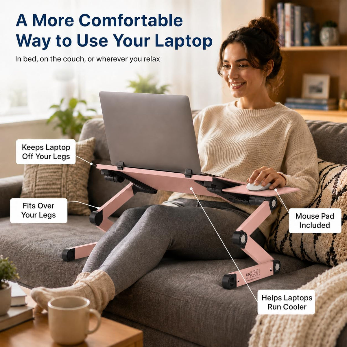 XL Adjustable Laptop Stand, Cooling Riser (Black)
