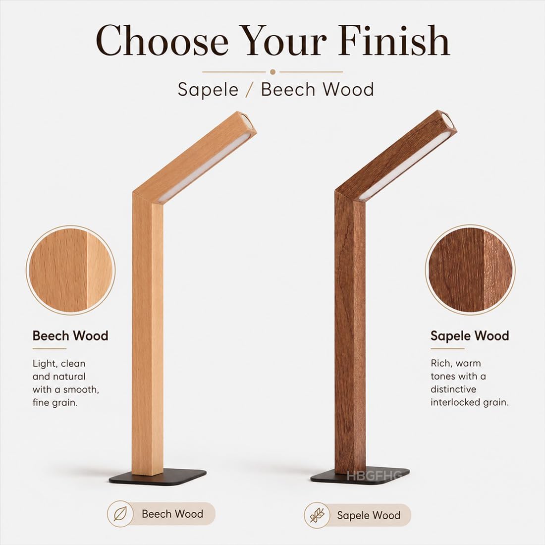 Wooden Desk Lamp Magnetic Wall Mount Rechargeable Home Office-Sapele