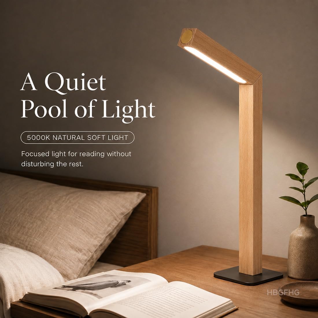 Wooden Desk Lamp Magnetic Wall Mount Rechargeable Home Office-Sapele