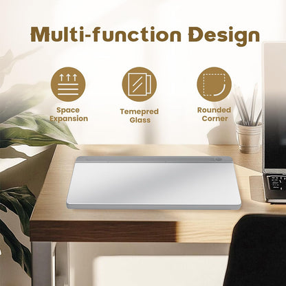 Desktop Whiteboard, Dry Erase Board Computer Keyboard Stand with Marker, Desk Organizers with Accessories for School, Home and Office Supplies (Grey-White)