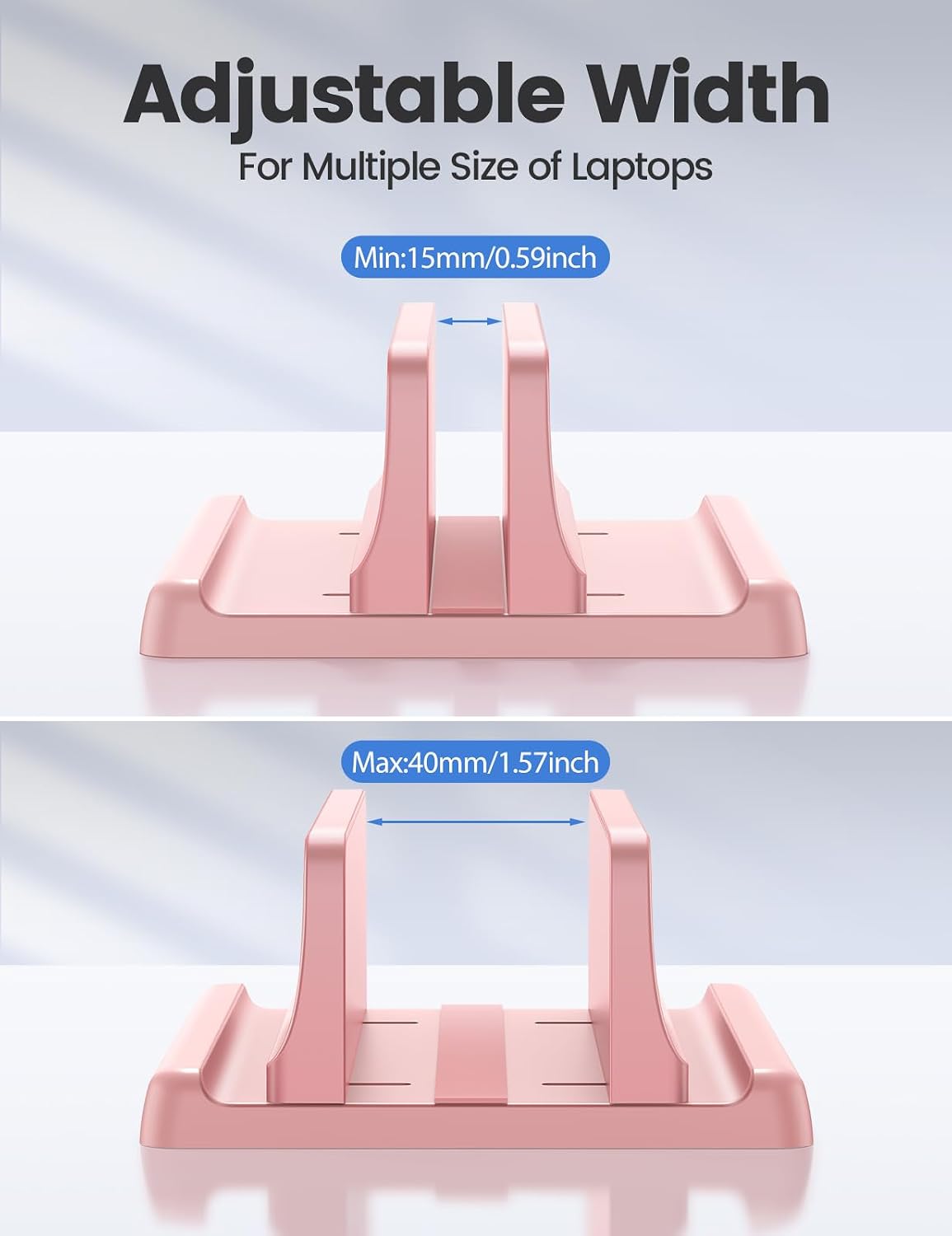 Vertical Laptop Stand Holder Organizer Plastic Adjustable Desktop Notebook Dock Space-Saving 3 in 1 for All MacBook Pro Air,Mac,HP,Dell,Microsoft Surface,Lenovo,up to 17.3 inches (Black)