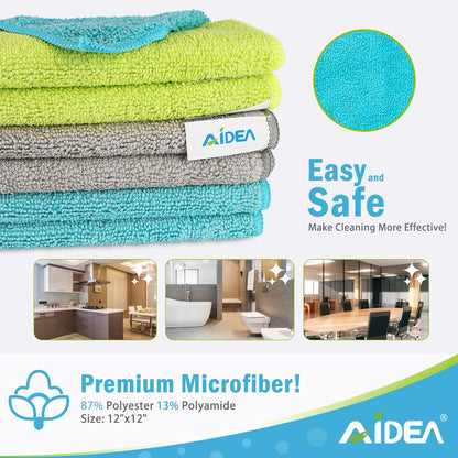 AIDEA Microfiber Cleaning Cloth-50PK, Microfiber Towels for Cars 12"x12"