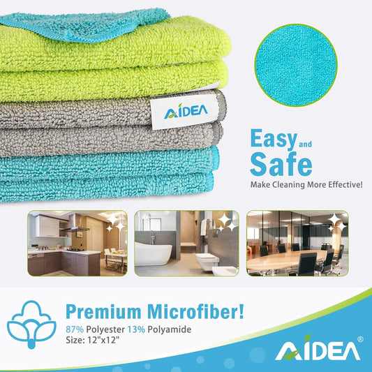 AIDEA Microfiber Cleaning Cloth-50PK, Microfiber Towels for Cars 12"x12"