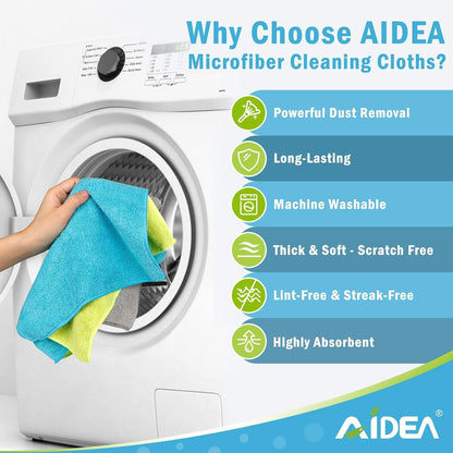 AIDEA Microfiber Cleaning Cloth-50PK, Microfiber Towels for Cars 12"x12"