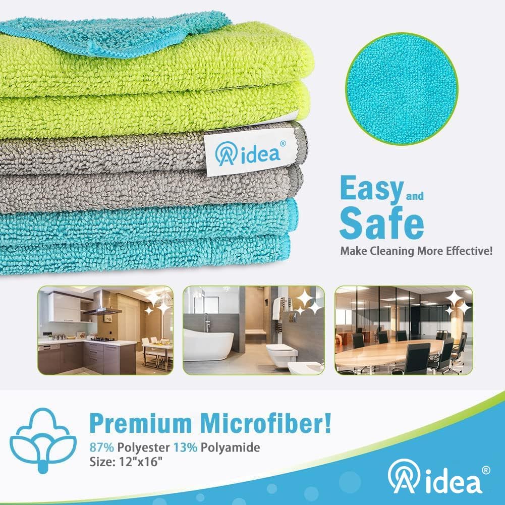 AIDEA Microfiber Cleaning Cloth-50PK, Microfiber Towels for Cars 12"x12"