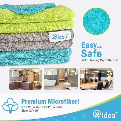 AIDEA Microfiber Cleaning Cloth-50PK, Microfiber Towels for Cars 12"x12"