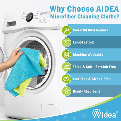 AIDEA Microfiber Cleaning Cloth-50PK, Microfiber Towels for Cars 12"x12"