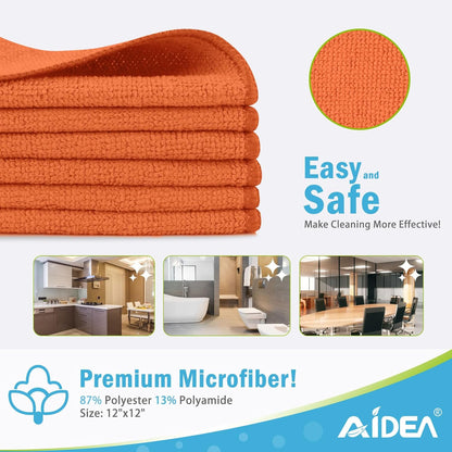 AIDEA Microfiber Cleaning Cloth-50PK, Microfiber Towels for Cars 12"x12"