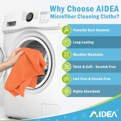 AIDEA Microfiber Cleaning Cloth-50PK, Microfiber Towels for Cars 12"x12"