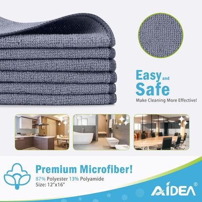 AIDEA Microfiber Cleaning Cloth-50PK, Microfiber Towels for Cars 12"x12"