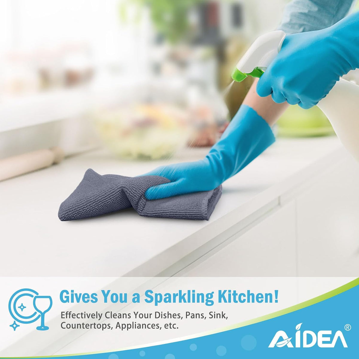 AIDEA Microfiber Cleaning Cloth-50PK, Microfiber Towels for Cars 12"x12"
