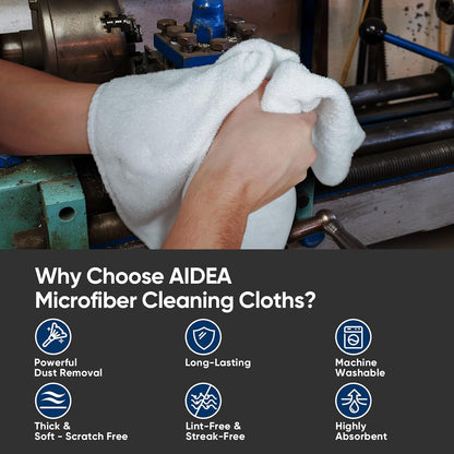 AIDEA Microfiber Cleaning Cloth-50PK, Microfiber Towels for Cars 12"x12"