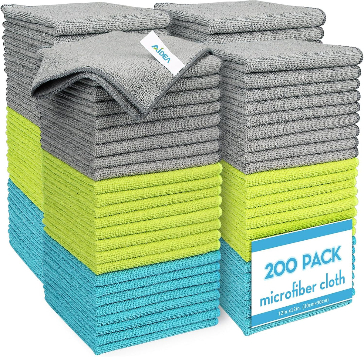 AIDEA Microfiber Cleaning Cloth-50PK, Microfiber Towels for Cars 12"x12"