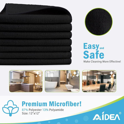AIDEA Microfiber Cleaning Cloth-50PK, Microfiber Towels for Cars 12"x12"