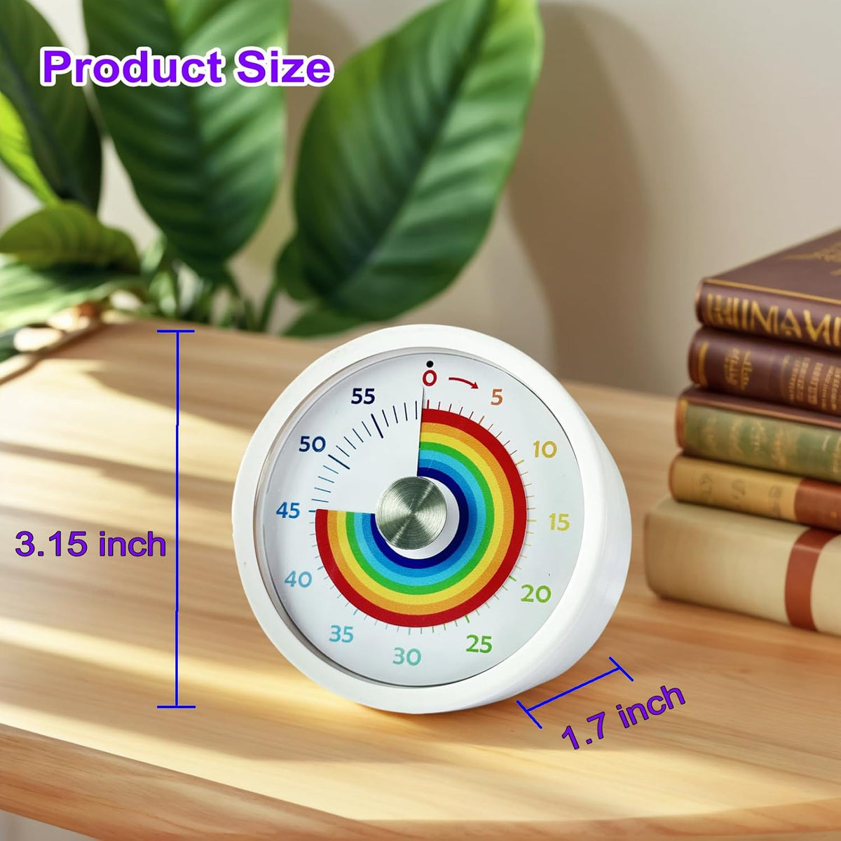 Visual Timer, Kitchen Timer Rainbow Disk 60 Minute Countdown Timer for Kids and Adults, Silent Time Management Tool(Rainbow)