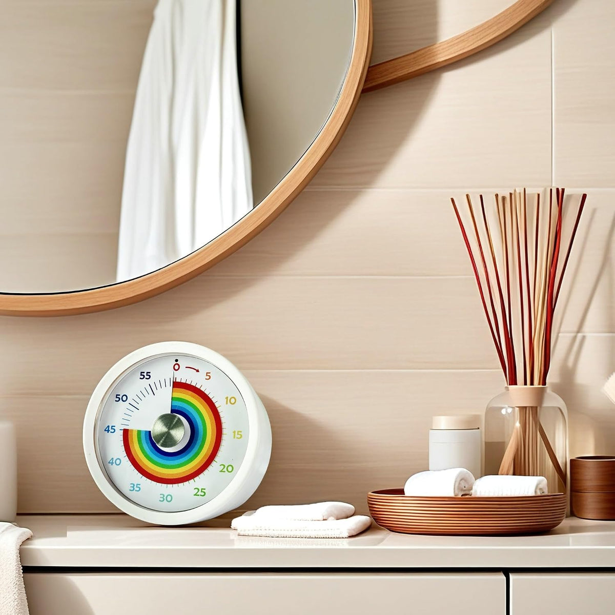 Visual Timer, Kitchen Timer Rainbow Disk 60 Minute Countdown Timer for Kids and Adults, Silent Time Management Tool(Rainbow)