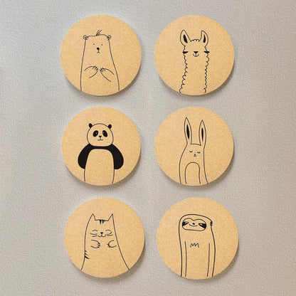 Coasters for Drinks with Holder Set of 6, Inspirational Cork Coaster Absorbent for Office Desk Inspired Table Coasters Kitchen Decor House Warming Gifts for New Home Couples, Round 4"