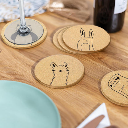Coasters for Drinks with Holder Set of 6, Inspirational Cork Coaster Absorbent for Office Desk Inspired Table Coasters Kitchen Decor House Warming Gifts for New Home Couples, Round 4"