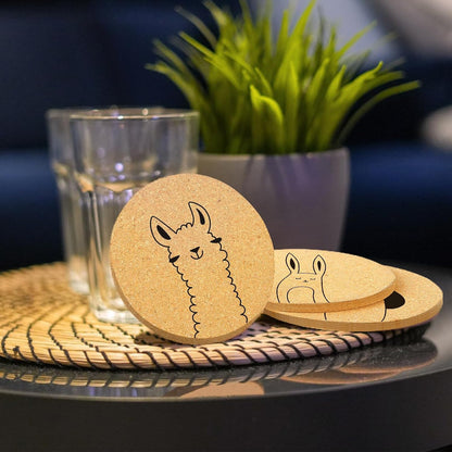 Coasters for Drinks with Holder Set of 6, Inspirational Cork Coaster Absorbent for Office Desk Inspired Table Coasters Kitchen Decor House Warming Gifts for New Home Couples, Round 4"
