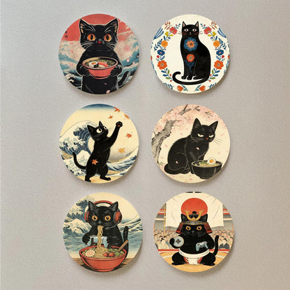 Coasters for Drinks with Holder Set of 6, Inspirational Cork Coaster Absorbent for Office Desk Inspired Table Coasters Kitchen Decor House Warming Gifts for New Home Couples, Round 4"